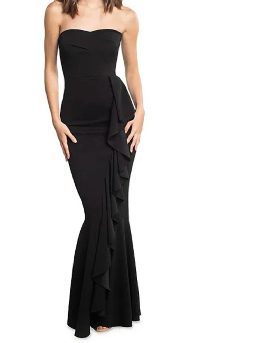 Dress the Population Paris Sweetheart Neck Ruffle Strapless Maxi Dress (XL)